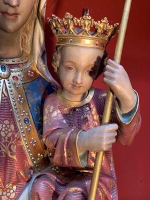 St. Mary & Child  style Gothic - style en plaster polychrome, Belgium 19th century ( anno 1890 )