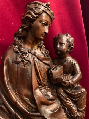 St. Mary & Child Measures Without Pedestal style Gothic - style en hand-carved wood Oak, France 19th century