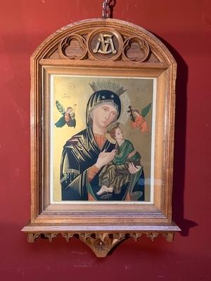 St. Mary Of Perpetual Assistance style Gothic - style en Printed on Paper Oak Frame, Belgium 19th century