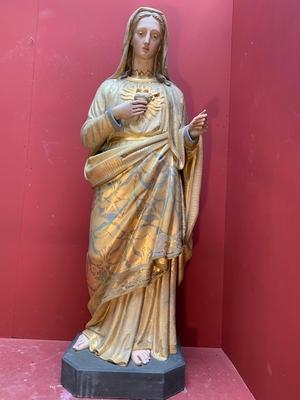 St. Mary Statue style Gothic - style en plaster polychrome, France 19th century