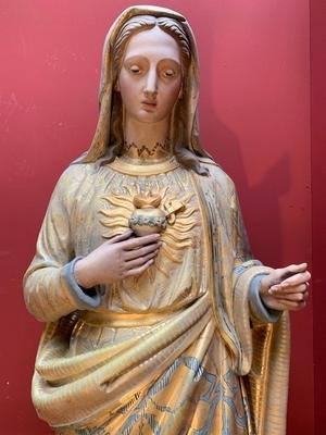 St. Mary Statue style Gothic - style en plaster polychrome, France 19th century