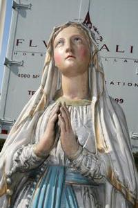 St. Mary Statue style Gothic - Style en PLASTER POLYCHROME, France 19th century ( anno 1895 )