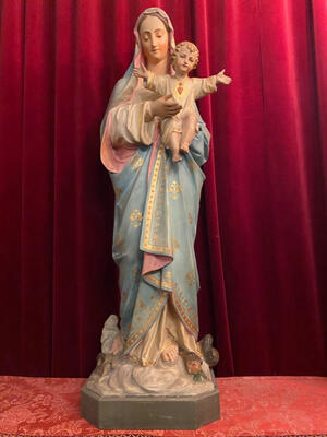 St. Mary With Child  style Gothic - style en Plaster, Belgium  19 th century ( Anno 1890 )