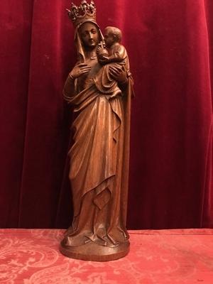 St. Mary With Child style Gothic - style en hand-carved wood Oak, Belgium 19th century ( anno 1890 )