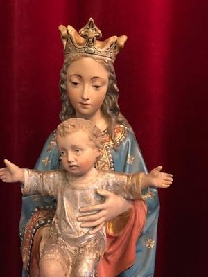 St. Mary With Child style Gothic - style en plaster polychrome, Belgium 19th century ( anno 1890 )