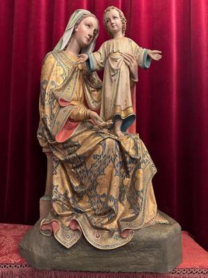 St. Mary With Child  style Gothic - Style en Plaster, Belgium  19 th century ( Anno 1865 )