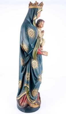 St. Mary With Child  style Gothic - Style en Wood, 19 th century