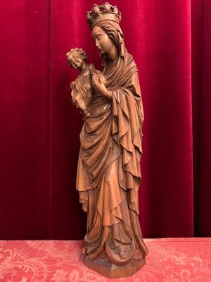 St.Mary With Child  style Gothic - style en Carved Wood, Southern Germany 20th Century