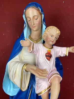 St. Mary With Child style Gothic - Style en Plaster polychrome, Belgium 19th century