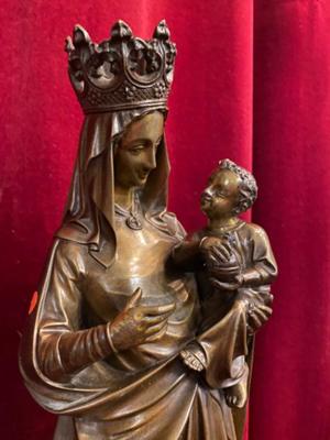 St. Mary With Child Signed: Desclee Freres style Gothic - style en Bronze / Marble, Flemish - Belgium 19 th century