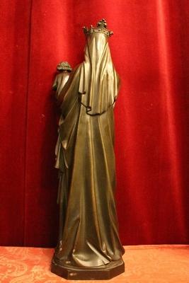 St. Mary With Child Statue Bronze Weight 23 Kgs ! style Gothic - style en Full Bronze, Belgium 19th century