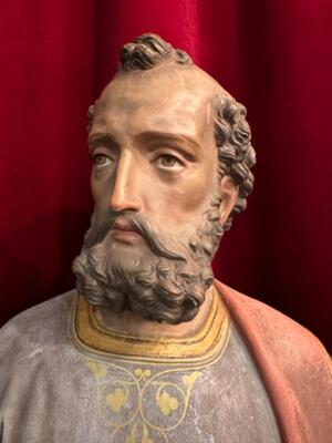 St. Peter Statue style Gothic - Style en Terra - Cotta Polychrome, France 19 th century ( Anno 1865 )