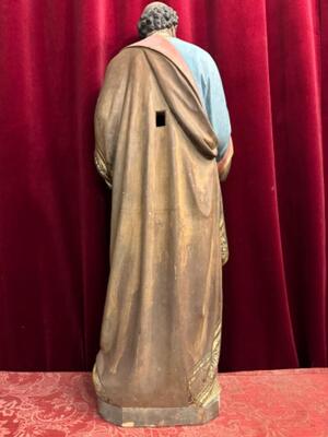 St. Peter Statue style Gothic - Style en Terra - Cotta Polychrome, France 19 th century ( Anno 1865 )