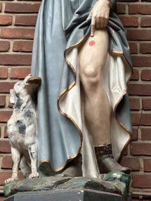 St. Rochus Statue  style Gothic - Style en Plaster polychrome, Belgium  19 th century ( Anno 1885 )