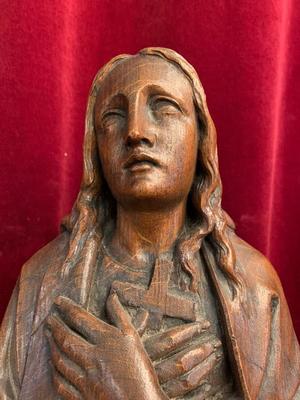 St. Veronica Statue  style Gothic - Style en hand-carved wood Oak, Belgium 19th century ( anno 1875 )