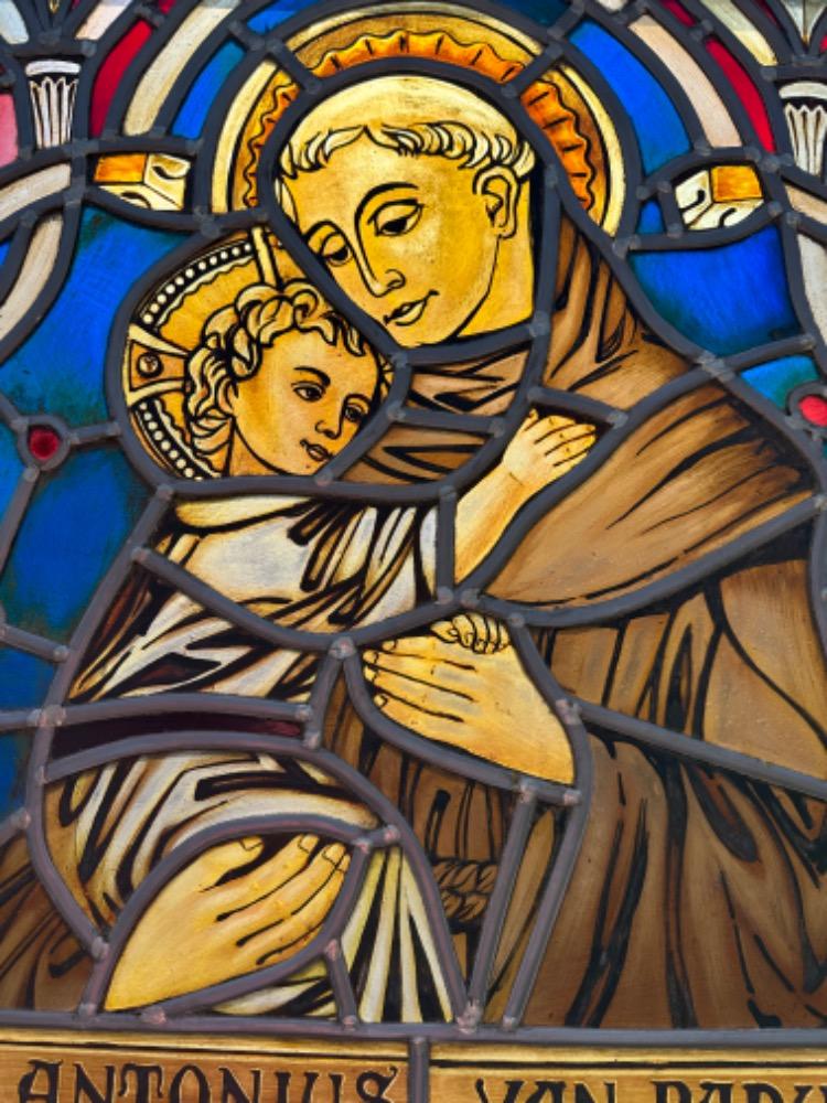 1 Gothic - Style Stained Glass Window St. Anthony Of Padua By: Dhr Theo Verbaal.