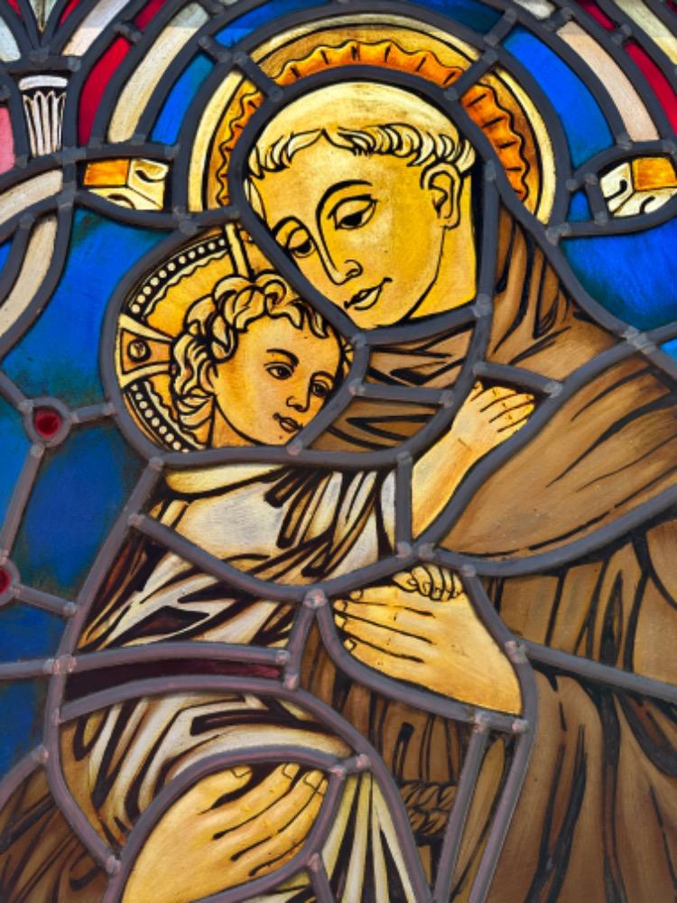 1 Gothic - Style Stained Glass Window St. Anthony Of Padua By: Dhr Theo Verbaal.