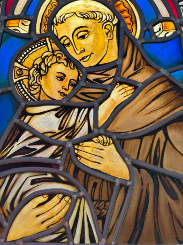 1 Gothic - Style Stained Glass Window St. Anthony Of Padua By: Dhr Theo Verbaal.