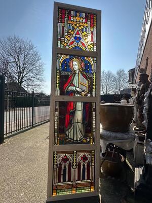 1 Gothic - Style Stained Glass Window St. Cecillia