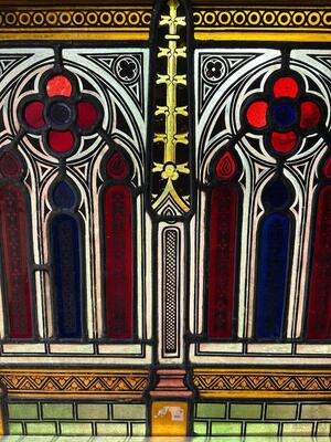 1 Gothic - Style Stained Glass Window St. Cecillia