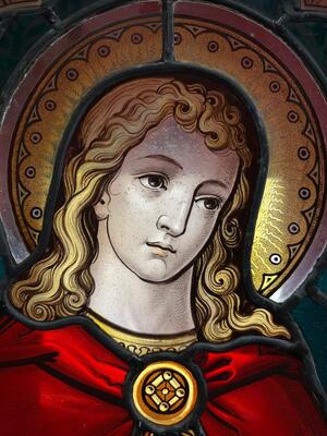 1 Gothic - Style Stained Glass Window St. John