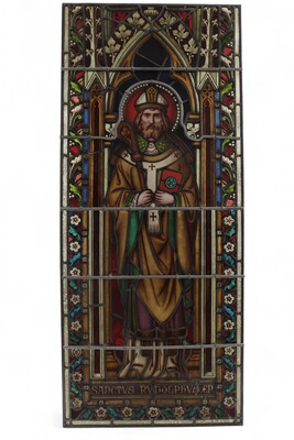 Stained Glass Window St. Rudolphus  style Gothic - Style en Glass, Netherlands  19 th century