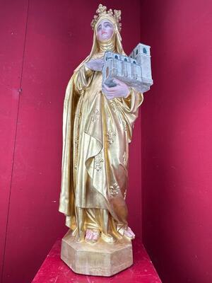 Statue By:  Regony  style Gothic - Style en Terra - Cotta Polychrome, France 19 th century ( Anno 1885 )