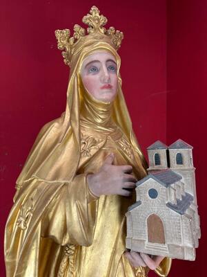 Statue By:  Regony  style Gothic - Style en Terra - Cotta Polychrome, France 19 th century ( Anno 1885 )