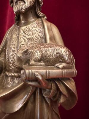 Statue Jesus The Good Shepherd  style Gothic - Style en Bronze Gilt, Belgium  19 th century