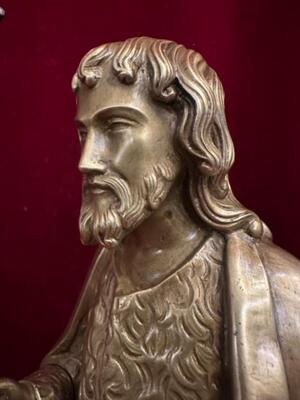 Statue Jesus The Good Shepherd  style Gothic - Style en Bronze Gilt, Belgium  19 th century