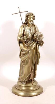 Statue Jesus The Good Shepherd Expected ! style Gothic - Style en Bronze Gilt, Belgium  19 th century