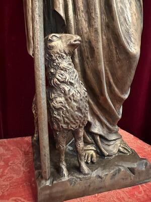 Statue Jesus The Good Shepherd Suitable For Outdoor Use ! style Gothic - Style en Bronze, 20 th century ( Anno 1955 )