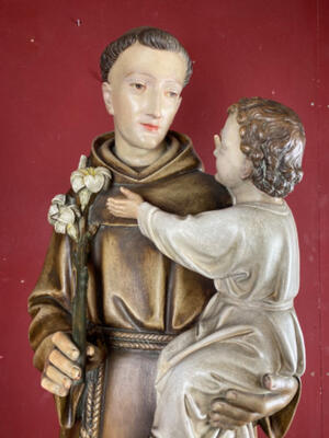 Statue St. Anthony Of Padua style Gothic - style en Terra - Cotta , Netherlands  20 th century ( Anno 1910 )