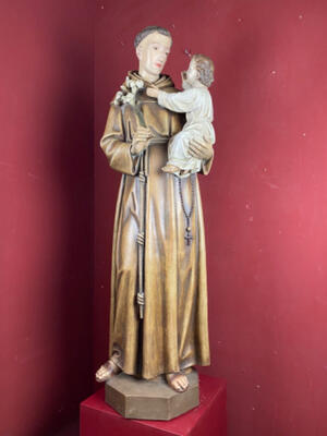 Statue St. Anthony Of Padua style Gothic - style en Terra - Cotta , Netherlands  20 th century ( Anno 1910 )