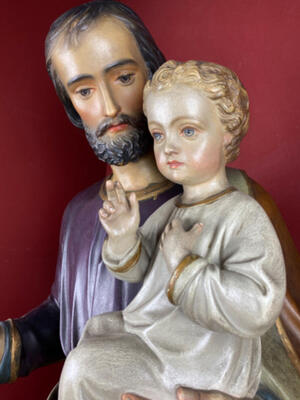 Statue St. Joseph & Child style Gothic - style en Wood - Pap, Germany 19 th century ( Anno 1885 )