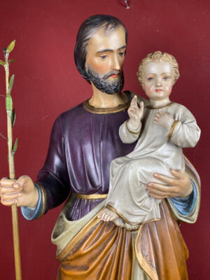 Statue St. Joseph & Child style Gothic - style en Wood - Pap, Germany 19 th century ( Anno 1885 )