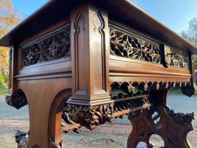 Table  style Gothic - Style en Walnut wood , Belgium  19 th century