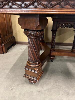 Table Signed: V. Aimone style Gothic - Style en Walnut wood , France 19 th century