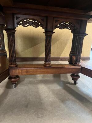 Table Signed: V. Aimone style Gothic - Style en Walnut wood , France 19 th century