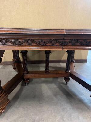 Table Signed: V. Aimone style Gothic - Style en Walnut wood , France 19 th century