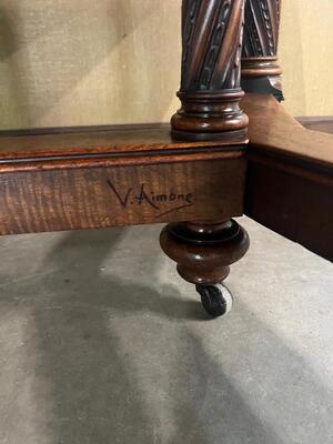 Table Signed: V. Aimone style Gothic - Style en Walnut wood , France 19 th century