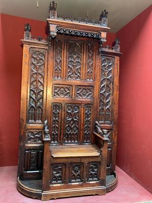 Throne style Gothic - Style en Oak Wood, Belgium 19th century