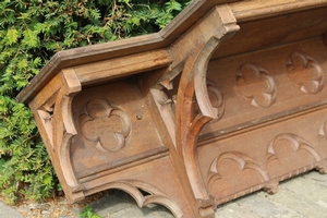 Wall - Console style Gothic - style en Solid Oak , Belgium 19th century