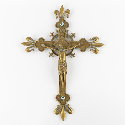 Wall - Cross style Gothic - Style en Bronze / Stones, Belgium  19 th century