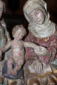 The Virgin & Child With St. Anne  style Gothic en wood polychrome, Germany 17 th century