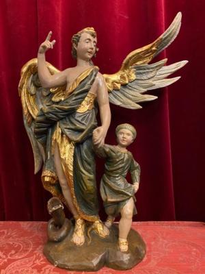 Guardian Angel  en Carved Wood Polychrome, Southern Germany 20 th century