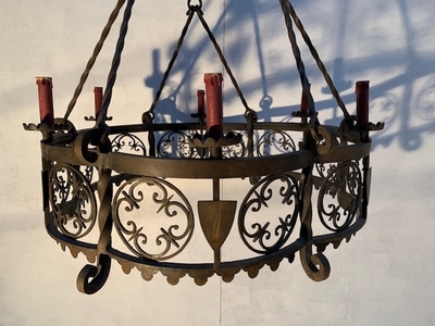 Hand Forged Iron Chandelier en Hand Forged Iron, Belgium 19th century