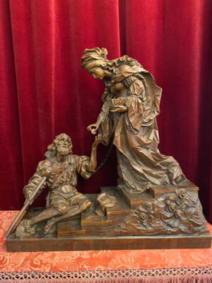 High Quality Fully Hand-Carved Imagination “St. Elizabeth Gives The Beggar Alms”  en Wood, Bolzano – Italy 19th century