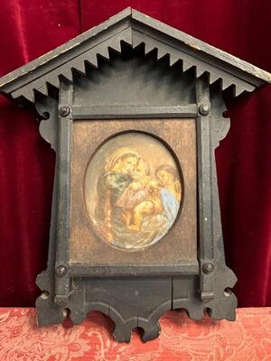 1  Imagination St. Mary With Jesus & John Hand - Made And Fully Hand - Painted On Panel