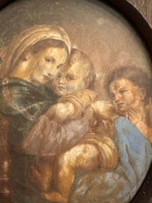 1  Imagination St. Mary With Jesus & John Hand - Made And Fully Hand - Painted On Panel